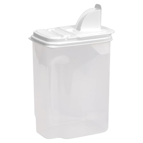 Buddeez Large Food Storage Container - 3.75 Quart Sugar Buddy, All Purpose Clear Kitchen Organization and Storage - Sugar, Flour, Cereal, Rice Dispenser, EZ Pour Spout & Easy Grip Handle (White Lid)