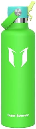 Super Sparrow Insulated Water Bottle - 17 Oz / 25 Oz / 34 Oz - Standard Mouth FlipFlow Flask - BPA Free, Leak Proof Drink Bottle- Ergonomic Straw Water Bottles for Work, Gym, Travel, Sports - View 3