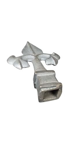 Image of Cast Iron Fence Finials, Multiple Decorative Styles & Sizes, 1 /2 inch to 1 inch Inch Square and Round Spears, Fleur de Lis Design (1 /2 inch French SQ, 5)