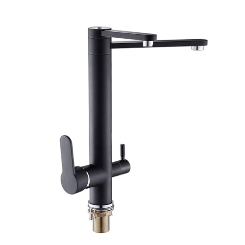 Robinet eau filtrée cuisine 3 voies mitigeur évier noir avec bec rotatif