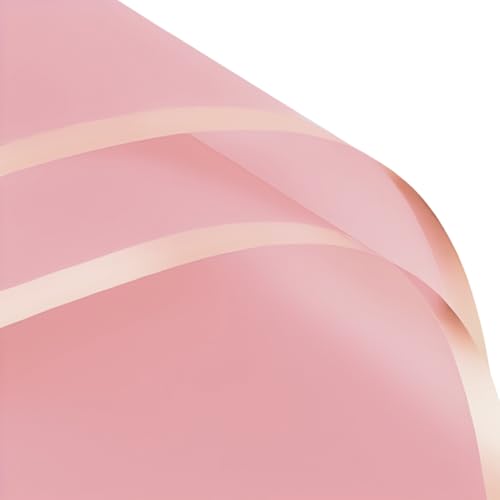 Image of Oasis - Pack of 10 Sheets Korean Style Waterproof Black Bouquet Wrapping Sheets (58cm x 58cm, 60 Microns) | Plain Baby Pink With Golden Border Design, Premium Giftwrap for Flowers & DIY Gift Wrapping Paper