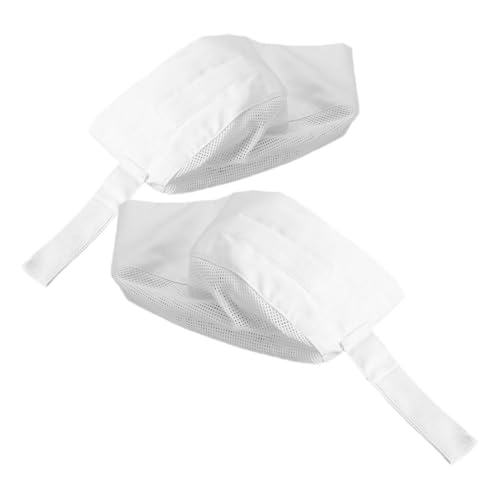 VANZACK 2pcs White Chef Hats with Breathable Mesh Top Elastic Fit Kitchen Cooking Caps for Adults Comfortable Work Hats for Food Service and Catering