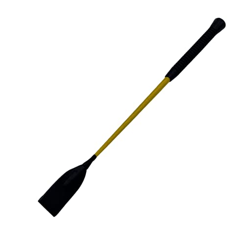Deluxe Jump Bat 18 Inch Riding Crop Horse Equestrian English with Fiberglass Shaft and Thick Leather Slapper Color Choice Black, Blue, Green, Fuchsia, Pink, Purple, Red, or Yellow (Yellow)