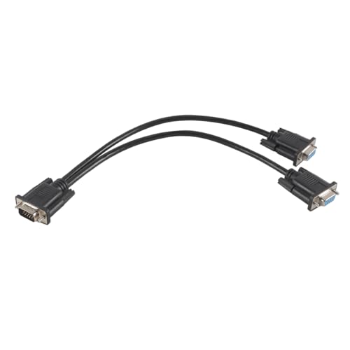 Hoite Câble répartiteur VGA en Y 1 mâle vers 2 femelles, adaptateur double écran pour duplication d'écran, noir, 30 cm, compatible avec moniteur, PC, TV