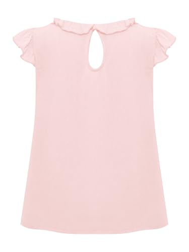Aislor Kids Girls Ruffle Short Sleeve Shirts Cute Casual Summer Frill Neck Blouse Tops for Wedding Party Birthday4