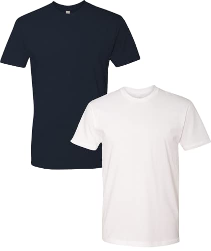 Next Level 6010 Tri-Blend Tee - Heather White + Vintage Royal (2 Pack), Large