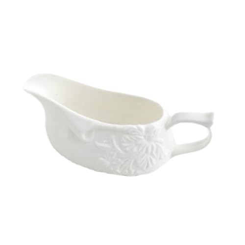 HYKJCSS Salsera Exquisita Cacerola Medieval Francesa con Flores En Relieve, Jarra De Leche Cerámica, Salsera Vajilla