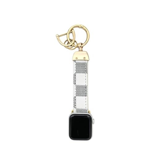 Leather Watch Band Compatible with Apple Watch Fob Necklace Keychain Clip Pocket watch Case 38mm 40mm 41mm 42mm 44mm 45mm ,Replacement Band for iwatch Series11-1/SE (Off-White, ultra49/46/45/44/42mm(series123))