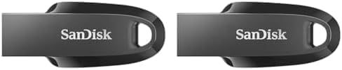 SanDisk Clé USB 3.2 Ultra Curve 64 Go jusqu'à 100 Mo/s Noir (Lot de 2)