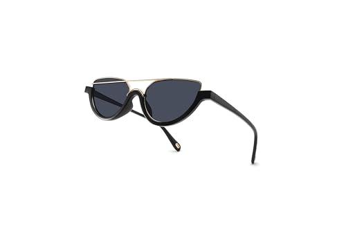 Kira Small Cat Eye Sunglasses Women Half Frame Shades Metal Frame Womens Outdoor Fashion Eyewear For Party UV Protection Womens Gift Black/Black4