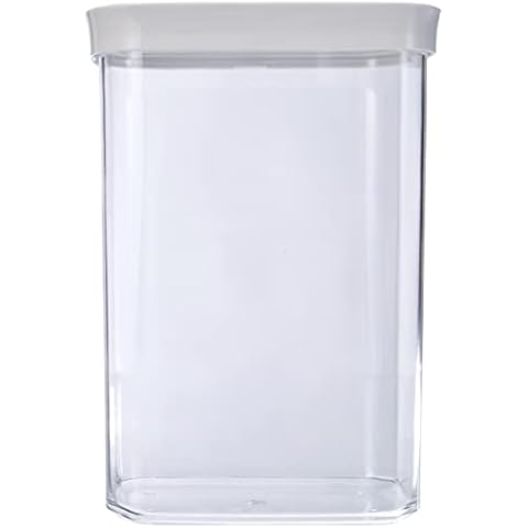 Emsa 513559 Optima rectangular dry goods storage container with lid, 2.2 litres, transparent/white Cover