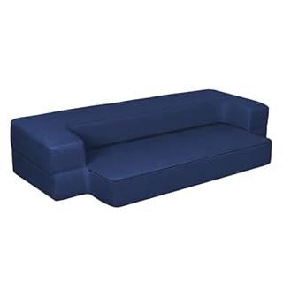 ANONER Canapé de Sol Convertible Canapé Convertible 2 Places, Canapé Lit en Mousse à Mémoire de Forme, Matelas Pliant Sofa Lavable Full Size pour Chambre Salon, Bleu Foncé