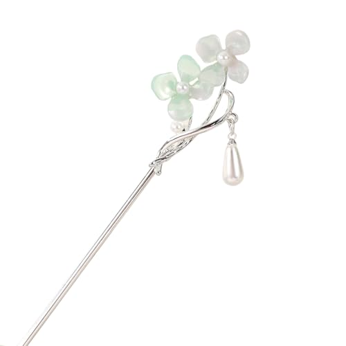 EZ PEACH かんざし スティック かんざし ヘアスティック 蝶 桜 花 パール 簪パーツ 一本挿し シンプル ヘアアクセサリー 浴衣 ゆかた 和装小物 髪留め 髪飾り 和風 着物 ヘアアクセサリー (Silver/桜02)