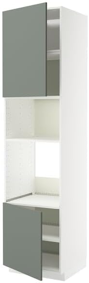 ProTuning METOD Hi cb f oven/micro w 2 drs/shelves, white/Nickebo matt grey-green, 60x60x240 cm