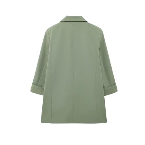 Women's Casual Office Slit Blazer With Turn-Down Sleeves Front Flap Pocket Jacket Chic Top2