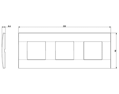Vimar 1944.74 Arké 6-Modul-Abdeckrahmen Classic (2+2+2 StifTabstand 71 mm), Technopolymer, weiß