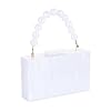 Sac à main en acrylique pour femme avec chaîne de perles Blanc Pour fête de mariage, blanc #1