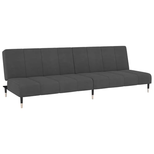 vidaXL Dark Grey Velvet Convertible Sofa Bed - Twin Sized Sleeper Settee for Living Room, Home Office or Guest Room with Foam Filling and Wooden Frame