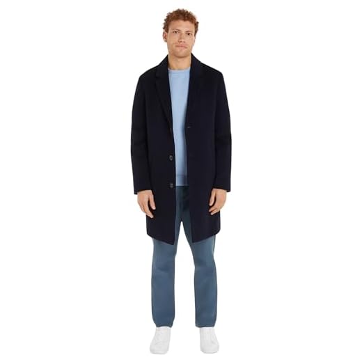 Abbigliamento Tommy Hilfiger Uomo Cappotto Mix Coat Monopetto, Blu (Desert Sky), XL