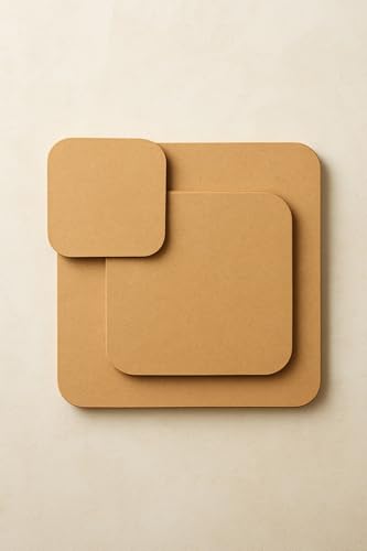 Image of Cliths 5.5mm Pack of 6 MDF Sheet for Art and Craft 8 Inch Round Corner Square MDF Board for lippan Art, Base for Resin Art (8x8INx5.5mm)