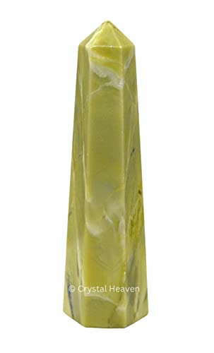 Image of Crystal Heaven Certified Serpentine Crystal Tower Obelisk Point for Chakra, Healing and Balancing - AAA Grade Original Certified Gemstone Agate for Reiki Meditation Yoga Spiritual (3-4 Inches)