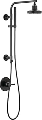 Delta Faucet Emerge Matte Black Shower Column Including Rain Shower Head, Handheld Shower, Shower Handle and Shower Valve, Shower System, Rainfall Shower Head, Matte Black 58810-BL (Valve Included)