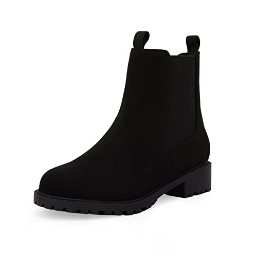 Photo 1 of Girls Chelsea Boots Platform Lug Sole Ankle Boots Slip On Zipper Booties High Top Shoes(Toddler/Little Kid/Big Kid) 12 Little Kid Black
