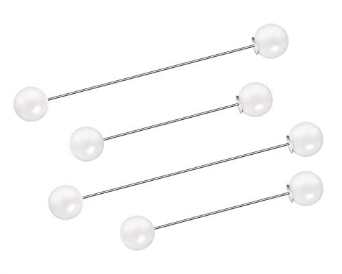 Pearl Brooches Pins Penta Angel 4 Pieces Sweater Shawl Clip Clasp Faux Pearl Safety Pins for Women Shirts Blouse Cinch Dresses Cardigan Collar Pants (White)