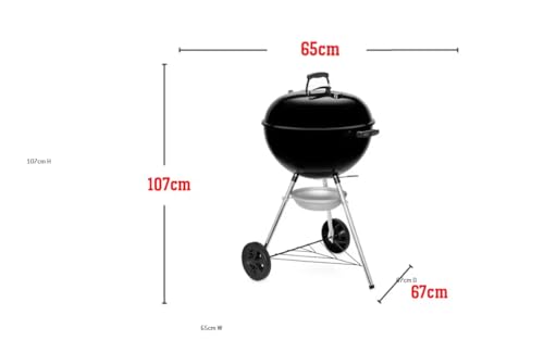 Weber Original Kettle E-5710 Holzkohlegrill/Porzellanemaillierter Deckel und Kessel, 57 cm Grillfläche, One-Touch-Reinigungssystem, Deckelthermometer, Dreibein-Ständer und Räder, Schwarz