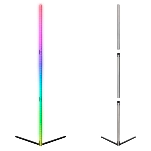 Luminária de Piso, LED Endereçável RGBIC + CCT, Dimerizável, 1,4m de altura, Preta, Inteligente Wi-F