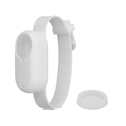Wtohoby Silicone Case Cover Strap with Lens Cap for Insta360 GO 3/GO 3S Vlog Camera Anticollision Protection Accessory Pet Collar Mount Lightweight Travel Grip Fit DJI NEO/Mini Drones (White)