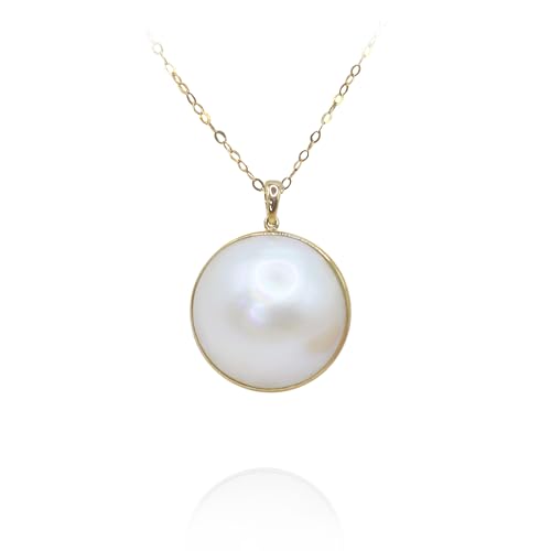 South Sea Mabe Pearl In18KT Solid Gold Pendant,15MM Seawater Mabe