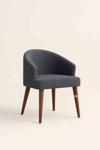 Image of WOODEN SPACE Velvetine Arm Chair for Living Room | Pure Sheesham Wood Legs & Premium Velvet Fabric | Vintage Accent Chair for Home & Office (Gray)