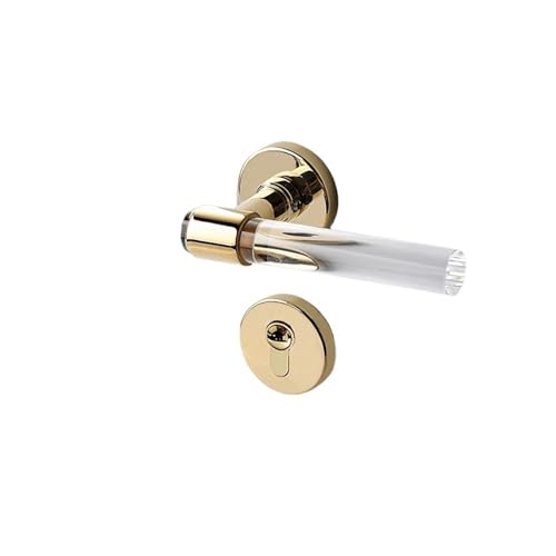 Serrure à poignée silencieuse 72mm dorée pour porte de chambre à clé - 3