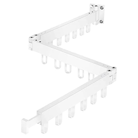 Clothes Drying Rack Wall Mount,Wixann Retractable Clothes Hanger with 18 Movable Hooks, Foldable Clothes Rack for Balcony,Laundry,Bathroom,Patio(White) Cover
