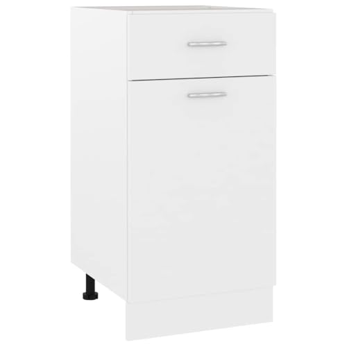 vidaXL Meuble Bas 60x46x81,5 cm, Bois reconstitué, Blanc, Rangement Salle de Bain & Cuisine, Placard sous évier, Fixation Murale