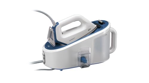 Miglior Ferro da Stiro Con Caldaia (2024) 27 Braun CareStyle5 IS5145WH Ferro da Stiro con Caldaia a Carica Continua, Serbatoio 2L Removibile, Getto di Vapore 400 g/min, Autospegnimento, EasyLock, Scorrevolezza 360* su tutti i tessuti, bianco/Blu