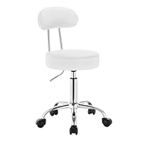 WOLTU #498 Faux Leather Gas Lift Swivel Chair Stool White Swivel Working Chair with Back for Office Computer Lounge Dinning Pub Adjustable 47-59x38.5x38.5cm