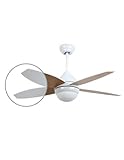 GSC - Ventilador de techo con mando 36' CCT 4 aspas reversibles Efecto madera blanco 300005038