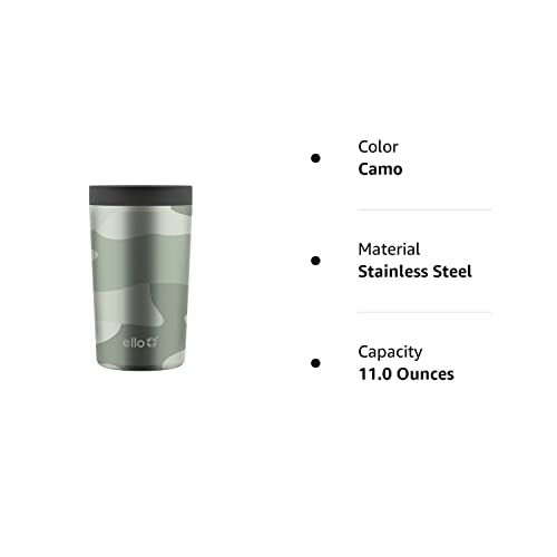 Ello Jones Stainless Steel Travel Coffee Mug - Travel Tea Mug, 11Oz, Camo #TOP4