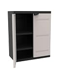 Jardin202 - Armario Medio de Resina | 2 Estantes Regulables | Almacenaje Bajo Terraza | Titanium Beige o Negro | 70x44x88 cm | (Negro)