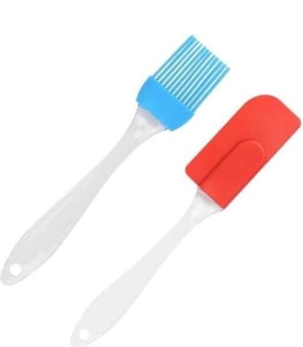 Image of Kitchen Silicone Spatula and Brush Set, Non-Stick Cooking Tools, Multi-Color, 2 Pieces