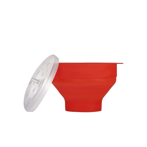 Palomitero de silicona for microondas, recipiente plegable, apto for, con tapa, for lavavajillas(S-Red)