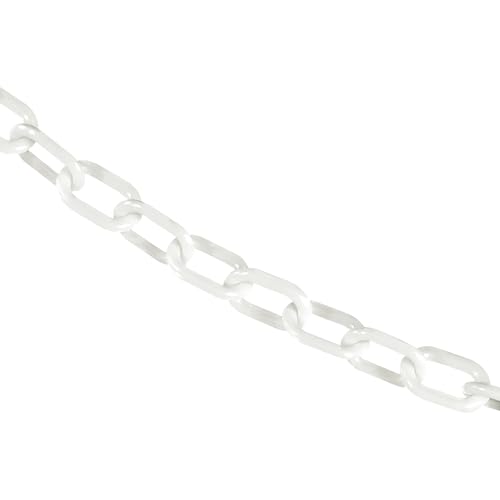 Mr. Chain Plastic Barrier Chain, White, 1-Inch Link Diameter, 25-Foot Length (10001-25)