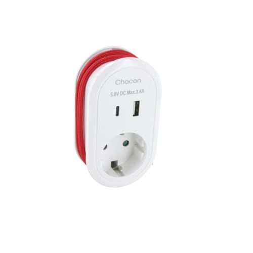 CHACON SCHUKO 16A USB-C+ USB-A Adapter + 60 cm USB-C Kabel