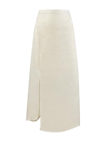 Women's Spilt Party Skirt High Waist Shiny Shimmer Cocktail Midi Skirts