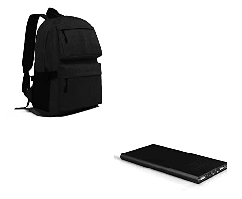 Pack pour HTC Desire 21 Pro Smartphone (Batterie Plate 6000 mAh 2 Ports + Sac à Dos avec Prise USB integre) (Noir)
