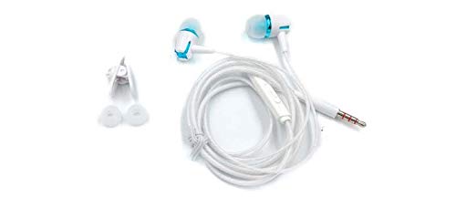 Auriculares de diseño para Samsung Galaxy A20 Smartphone con Micro Reglage Kit Mano Libre Auriculares Universal Jack (Azul)