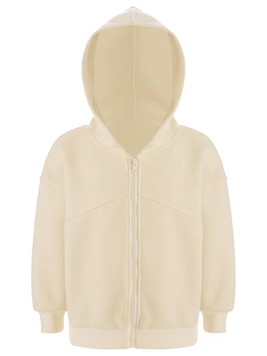 Girls Kids Hooded Zip-Up Sweatshirt Outerwear Solid Color Long Sleeve Coat Casual Fall Cotton Jacket