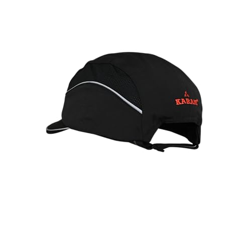 Image of Karam PN595 Safety Bump Cap for Men | 3 CM Short Peak with Adjuster Lock & Ventilated Design | Black
